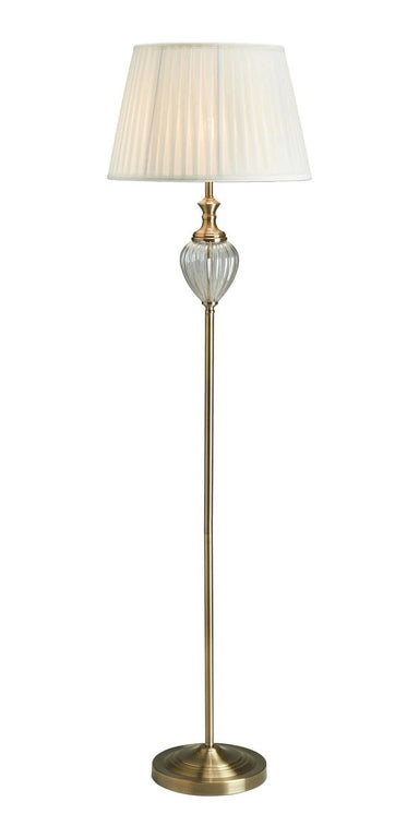 Blaydon Antique Brass Floor Lamp with Cream Shade – Elegant Ambient Lighting for Living Rooms & Bedrooms