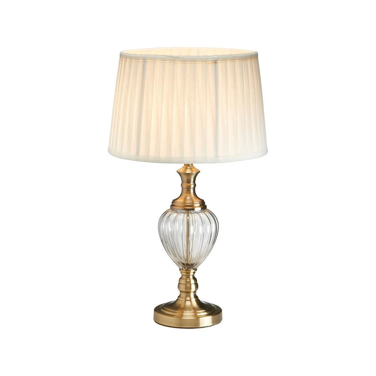 Blaydon Antique Brass Table Lamp with Cream Fabric Shade – Classic Traditional Lighting for Living Room or Bedside