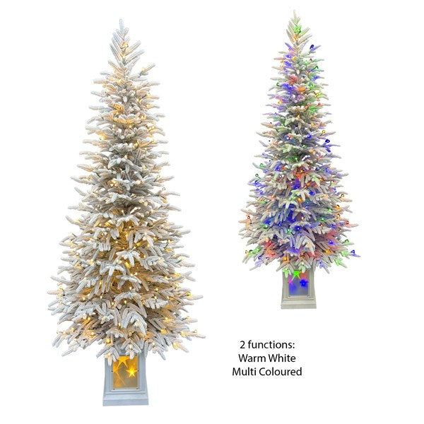 Pre-Lit White Flocked Christmas Tree 150cm