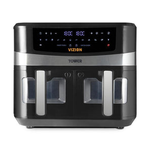 An image showcasing the Vortx Vizion 9L Dual Basket Air Fryer, the ultimate kitchen companion for versatile and crispy cooking.