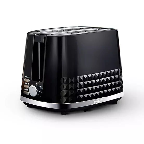 An image showcasing the Solitaire 2 Slice Toaster Black, a stylish and efficient toaster that ensures your toast is just the way you like it.