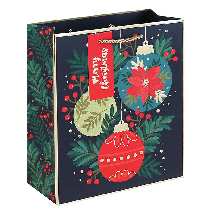 Embossed Bauble Christmas Gift Bag Medium