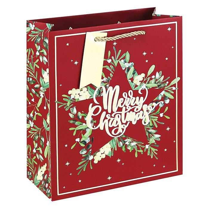 Merry Christmas Embossed Star Gift Bag Large