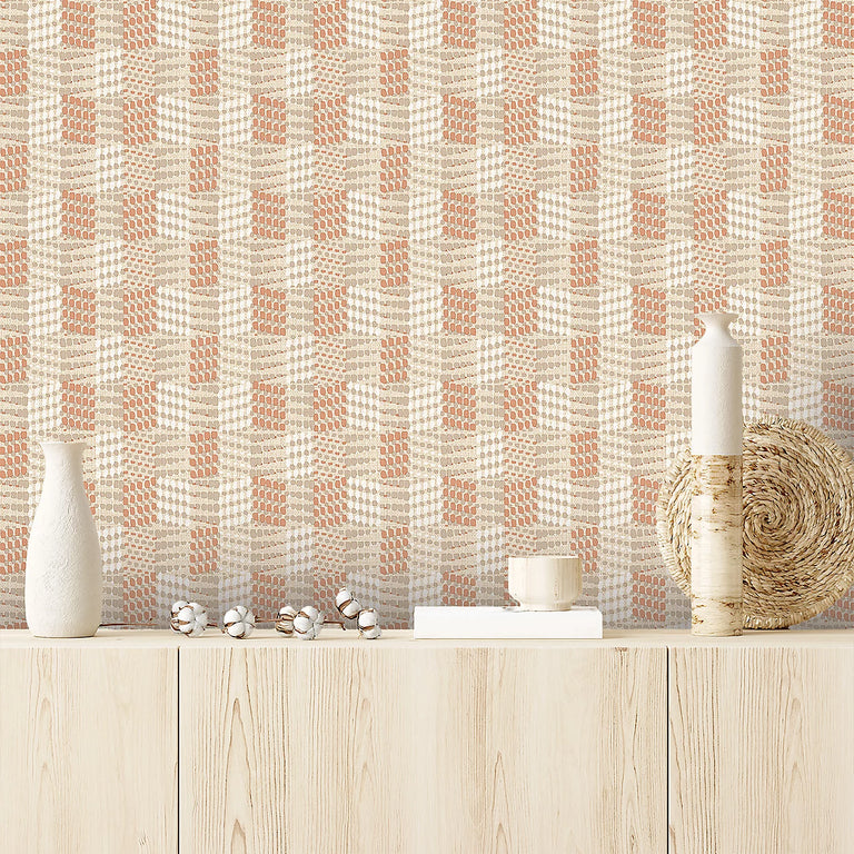 Belgravia Marrakech Geometric Wallpaper Soft Terracotta Luxury Italian Vinyl Paste the Wall Design