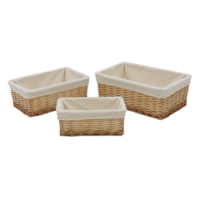 Acacia Rectangular Willow Storage Basket Set of 3