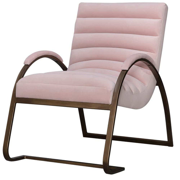 Fern Cottage Blush and Brass Ribbed Ark Chair