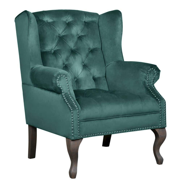 Fern Cottage Emerald Green Button Back Armchair