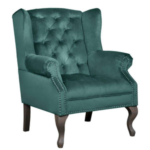 Experience comfort and style with the Fern Cottage Emerald Green Button Back Armchair. Its elegant emerald green upholstery and button tufted backrest create a classic and sophisticated look.