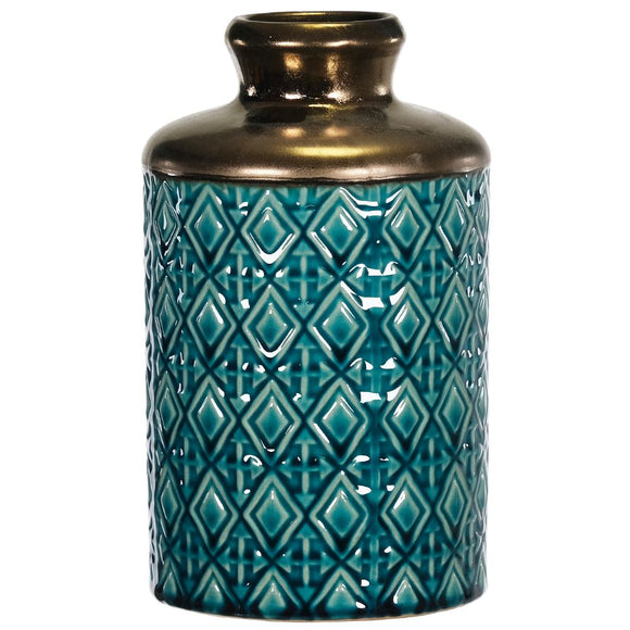 Fern Cottage Teal Vase With Bronze