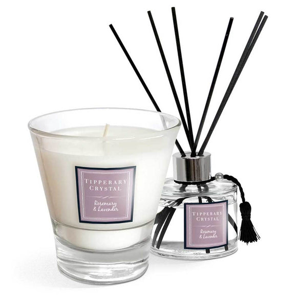 Tipperary Crystal Rosemary  Lavender Candle  Diffuser Gift Set