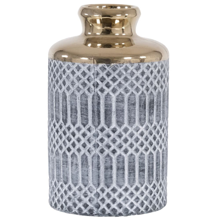 Fern Cottage Pale Grey Vase With Gold