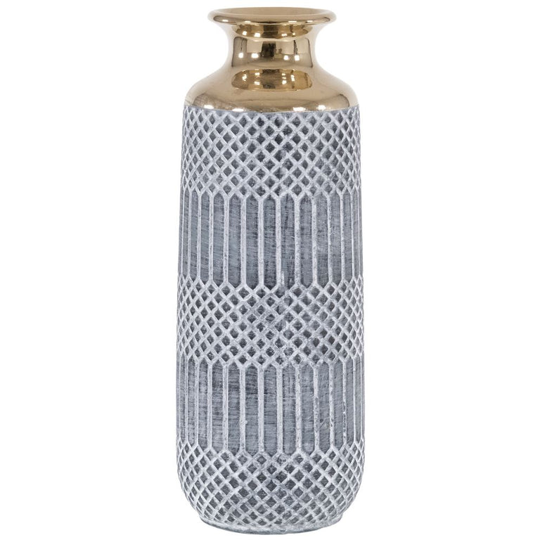 Fern Cottage Pale Grey Vase With Gold