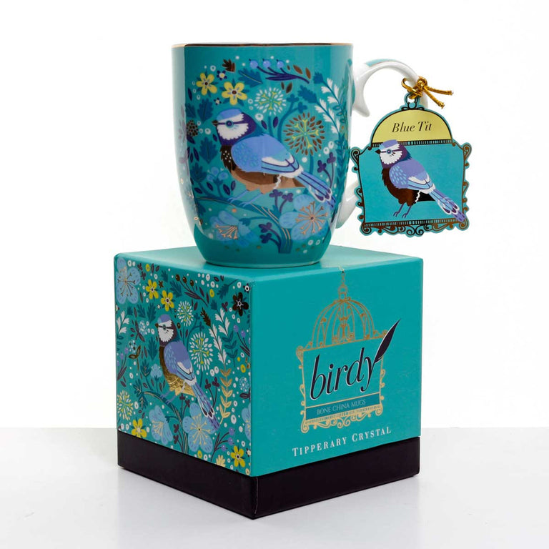 Tipperary Crystal Single Birdy Mug  Blue Tit
