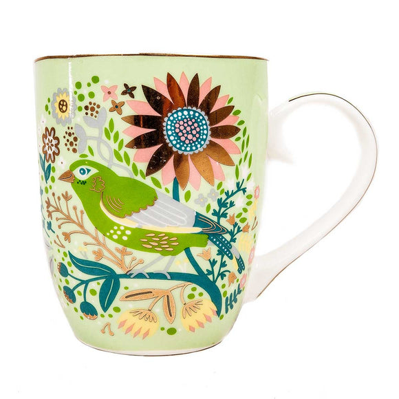 Tipperary Crystal Single Birdy Mug  Greenfinch