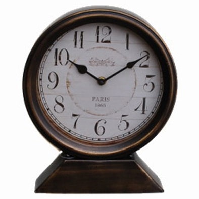 Fern Cottage Round Metal Table Clock