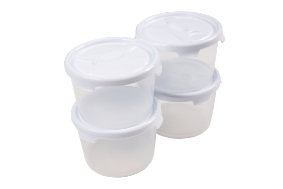 Cuisine Set 4 300ml Round Food Box  Lid ClearIceWhite