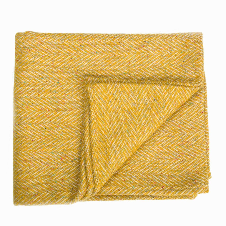 Tweedy Herringbone Ochre Throw