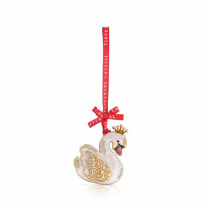 Tipperary Crystal Pearl Swan Christmas Decoration