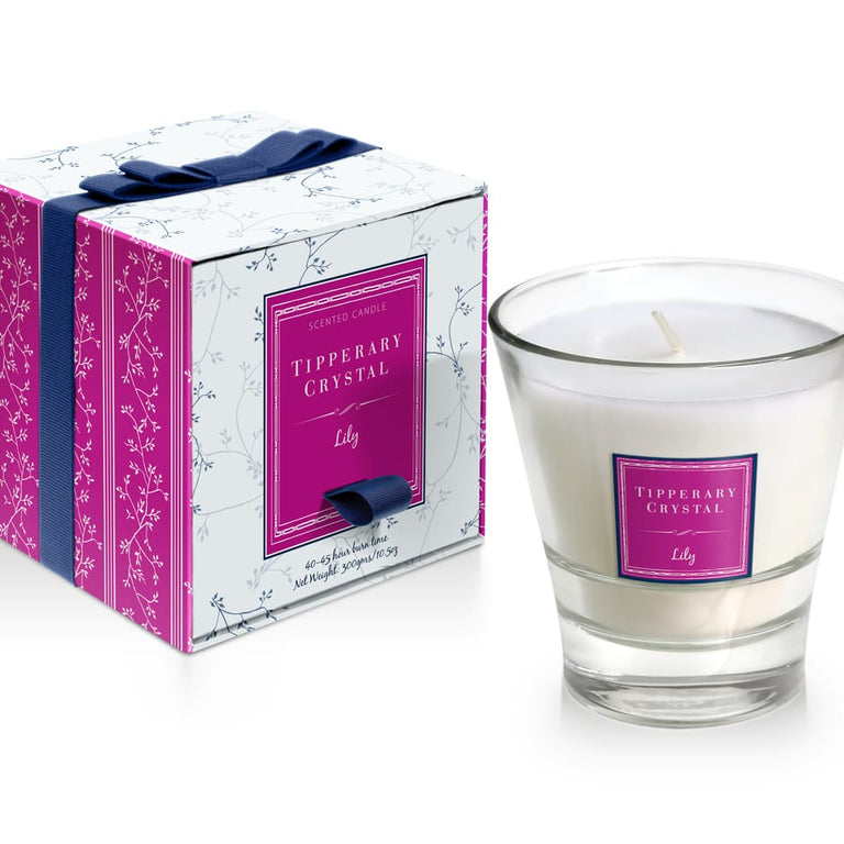 Tipperary Crystal Lily Filled Candle Tumbler Glass