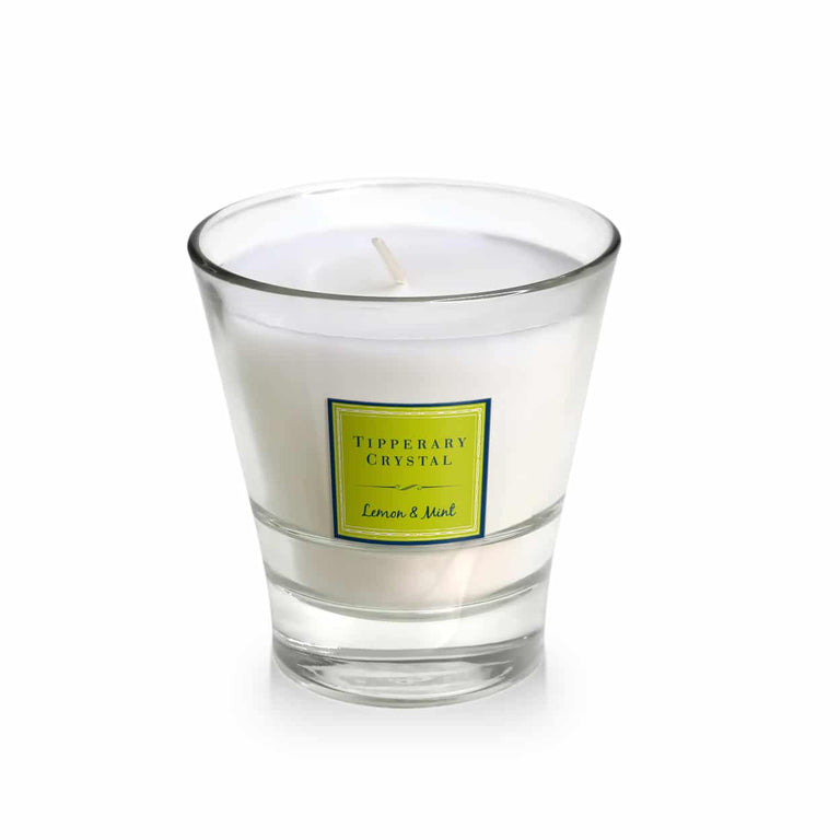 Tipperary Crystal Lemon Mint Filled Tumbler Glass Candle