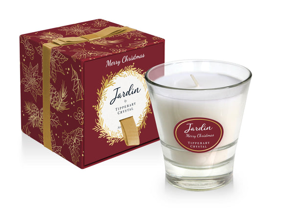 Tipperary Crystal Jardin Collection Merry Christmas Candle