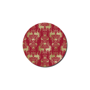 Denby Red and Gold Round Christmas Set of 6 Coasters