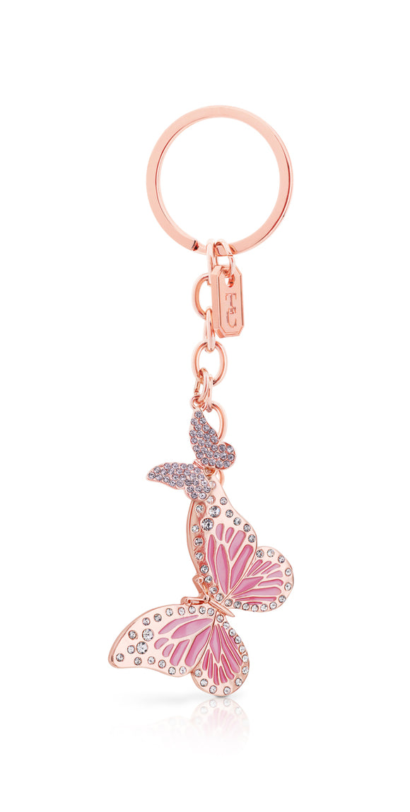 A visual representation of the Tipperary Crystal Pink Butterfly Keyring, showcasing its graceful butterfly design and charming pink color.