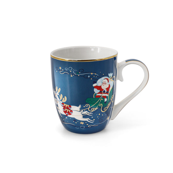 TIPPERARY CRYSTAL Single Christmas Mug - Santa on Sleigh