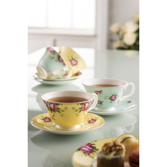 Aynsley Archive Rose Teacup and Saucer Set