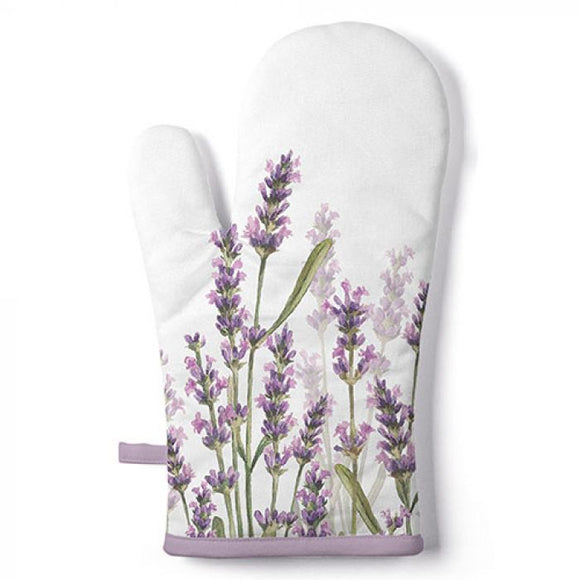 Oven Mitt Lavender Shades White