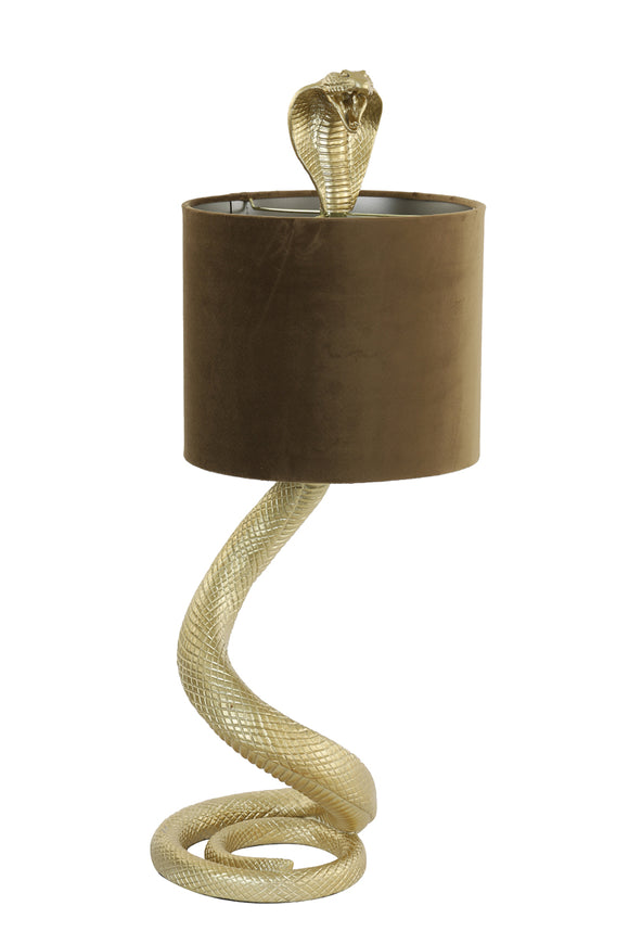 Snake Table Lamp Light Gold With Velvet Caramel