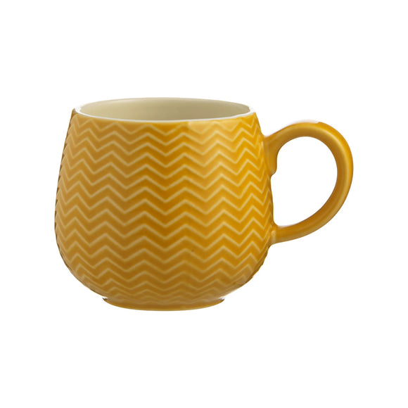 Embossed Chevron Ochre Mug