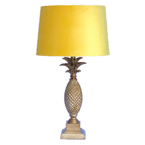 Fern Cottage Gold Tail Pineapple Lamp With Yellow Shade