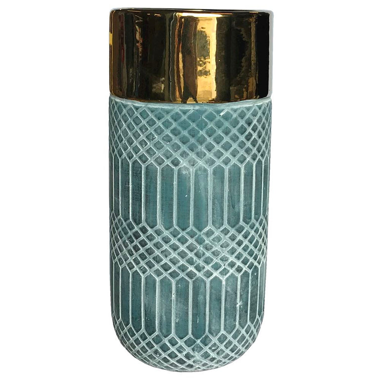 Fern Cottage Pale Grey Vase With Gold