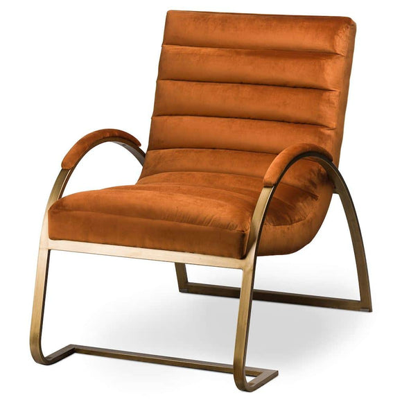 Fern Cottage Burnt Orange And Brass Ribbed Ark Chair