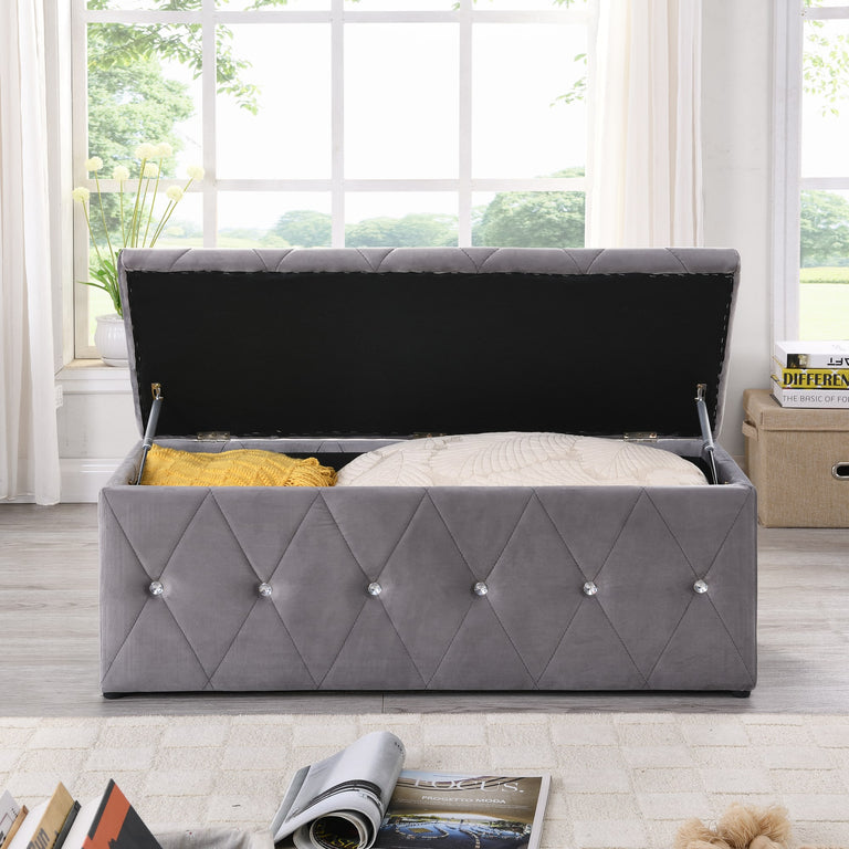 Grey  Diamond Blanket Box
