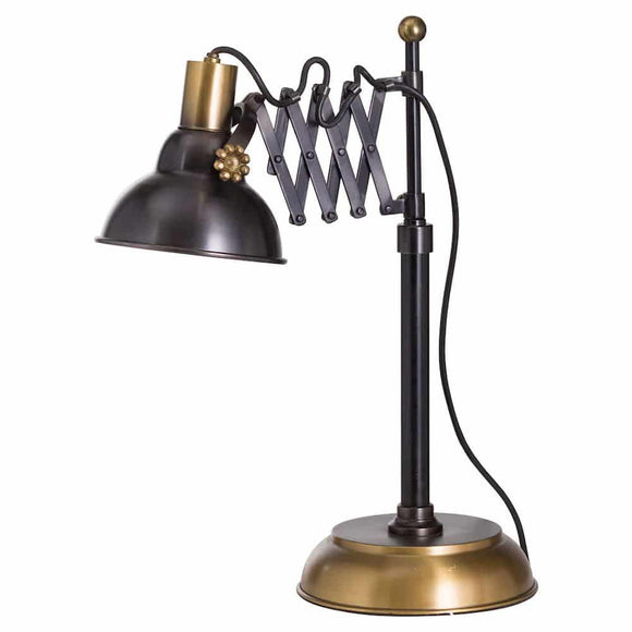 Fern Cottage Black and Brass Adjustable Scissor Lamp