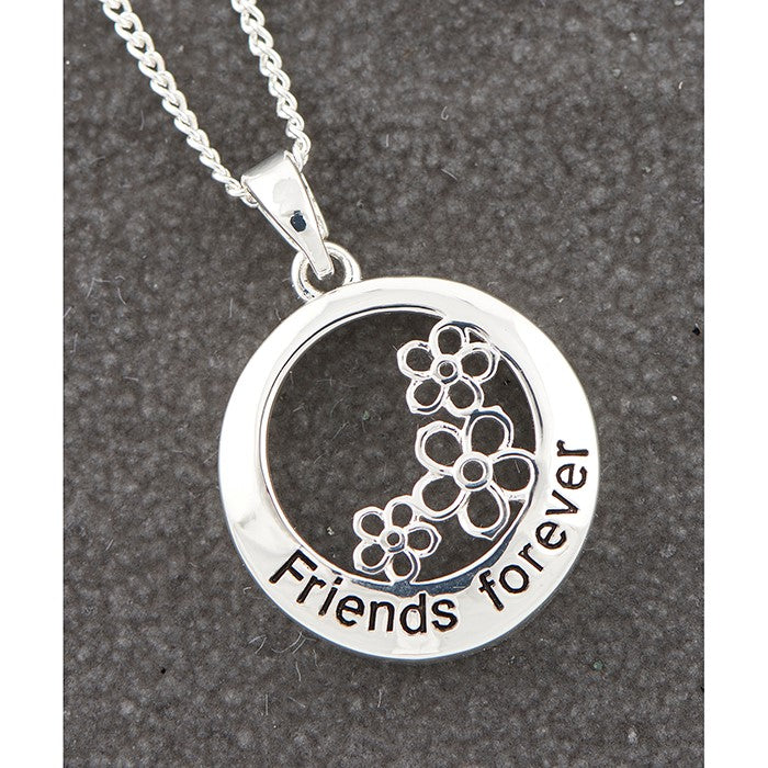 Equilibrium Pretty Silver Plated Sentiment Necklace Friends
