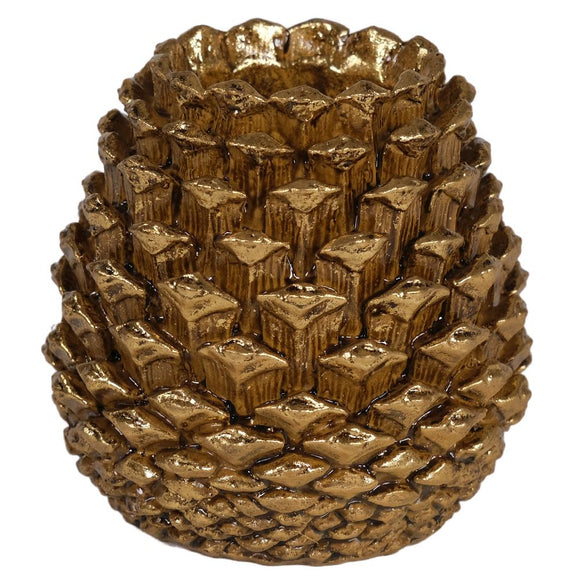 Fern Cottage Gold Pinecone Candle Holder
