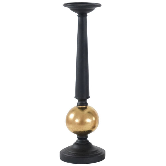 Fern Cottage Black and Gold Large Candle Holder
