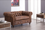Chesterfield Snuggle Chair Brown Leather