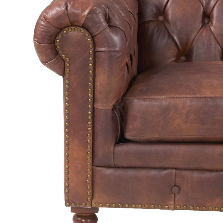 Chesterfield 32 Seater Suite Brown Leather