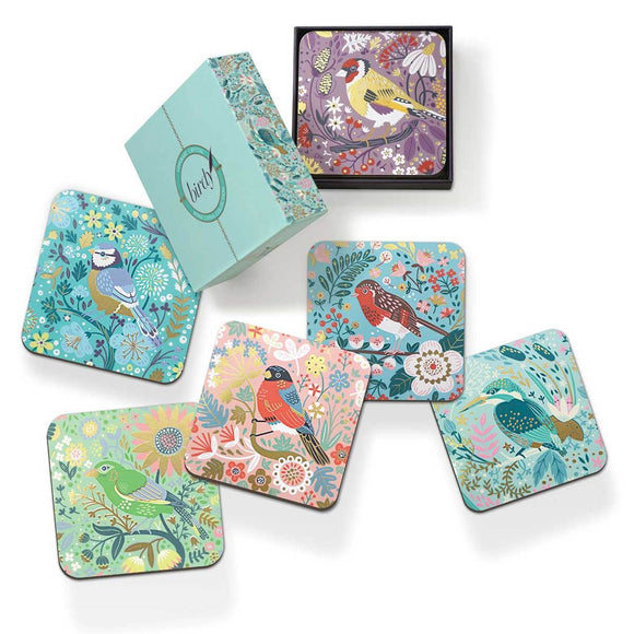 Visual representation of the Tipperary Birdy Set of 6 Coasters, highlighting their charming bird illustrations that add elegance to your table.