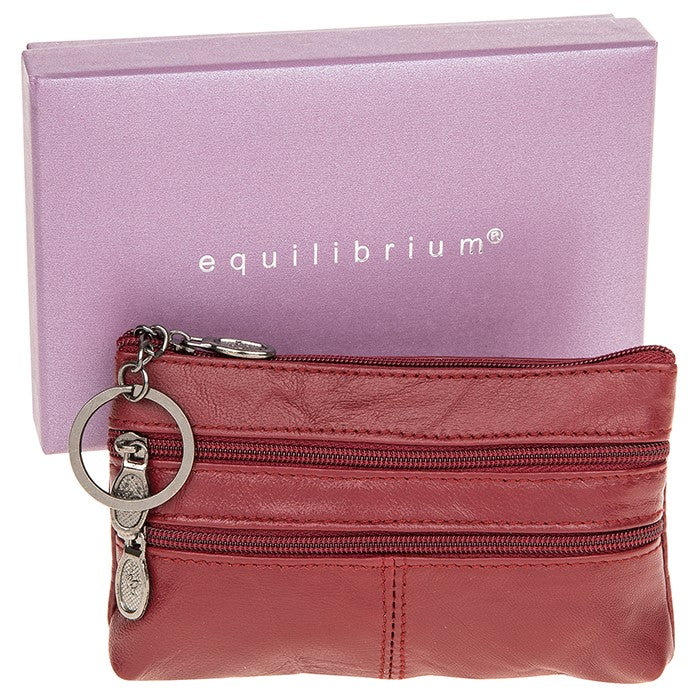 Equilibrium Leather Oblong Keyring Purse Burgundy