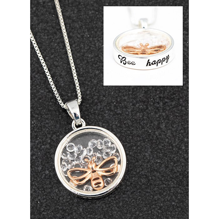 Equilibrium Floating Crystals Necklace Bee Happy
