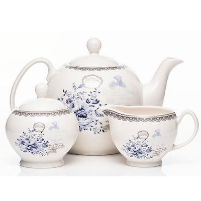 Newgrange Rose Blue 3 Piece Tea Set