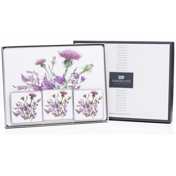 Newgrange White Thisle Placemat & Coaster Set 6 Piece