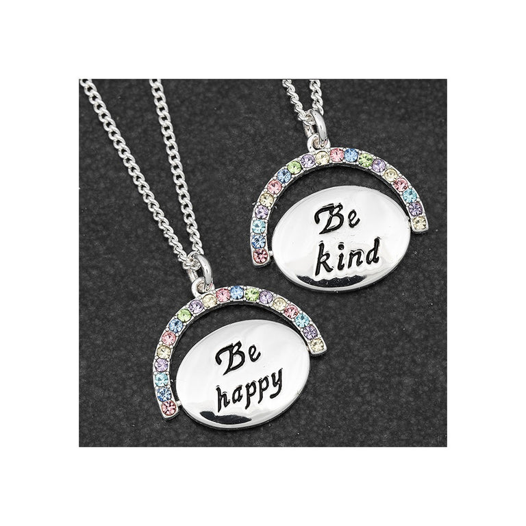 Equilibrium Spinning Heart Necklace Be Happy