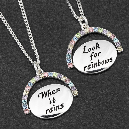 Equilibrium Spinning Heart Necklace Rainbows