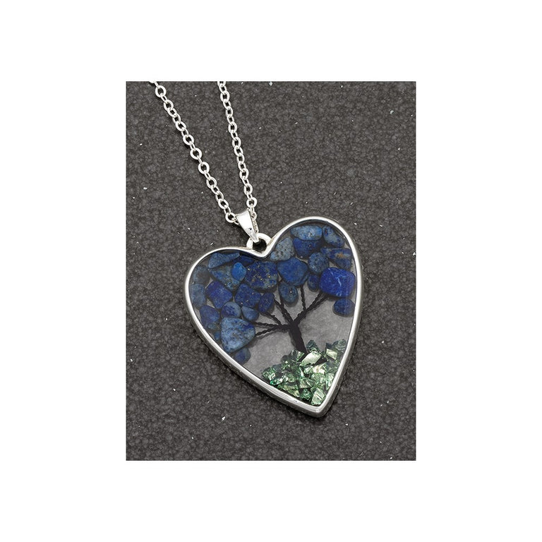 Equilibrium Tree Of Life Heart Necklace Lilazuli